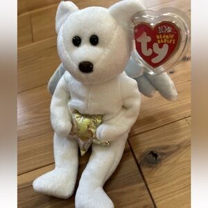 SOLD💚Ty Beanie Baby ~STAR ~ THE CHRISTMAS ANGEL TEDDY BEAR 8" (GOLD STAR)